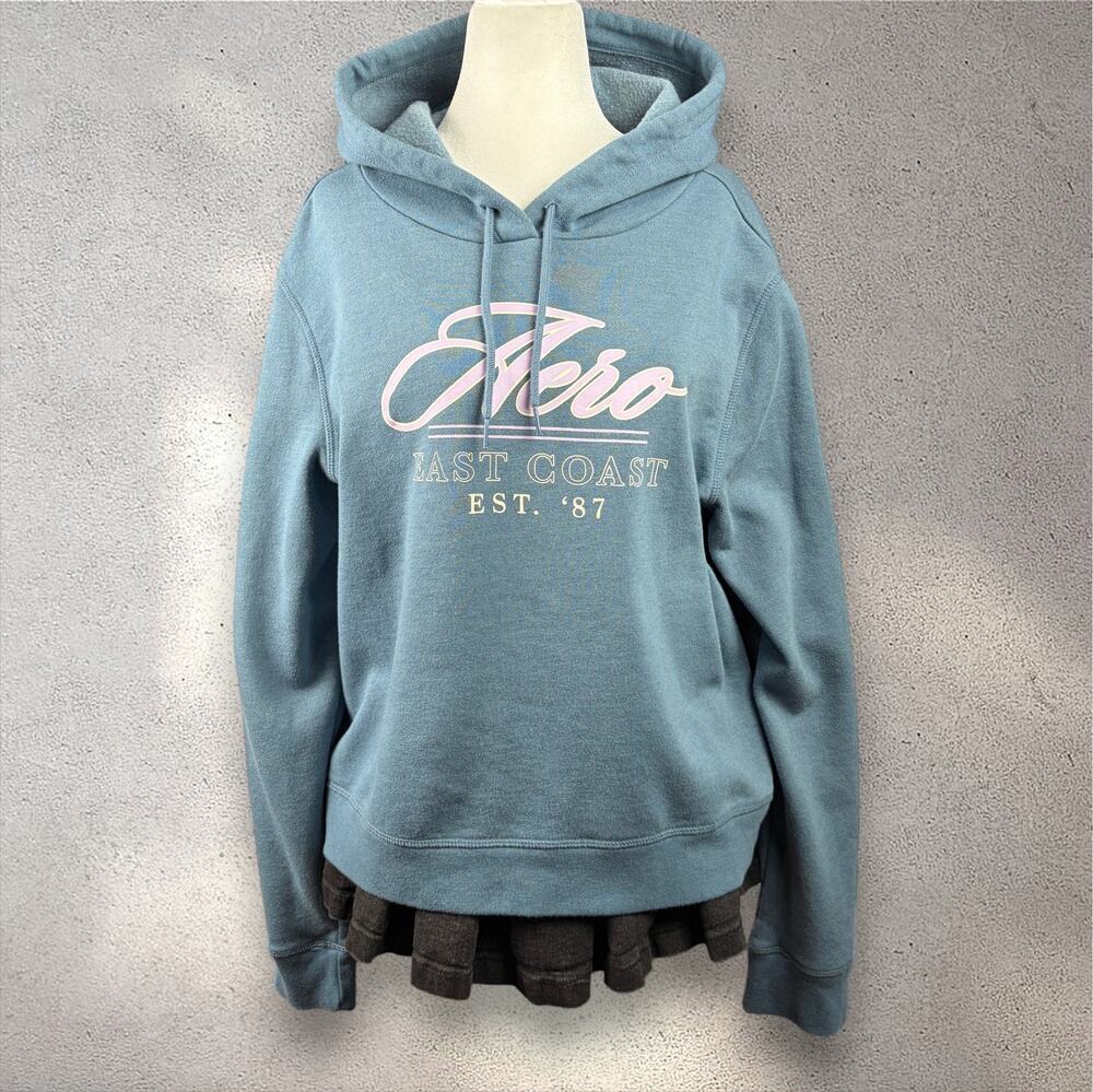 NWOT Aero East Coast Pullover Hoodie Women's XL Light Blue Lounge Normcore Fall